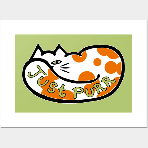 JUST PURR, Orange and White Cat Wall Art by RawSunArt